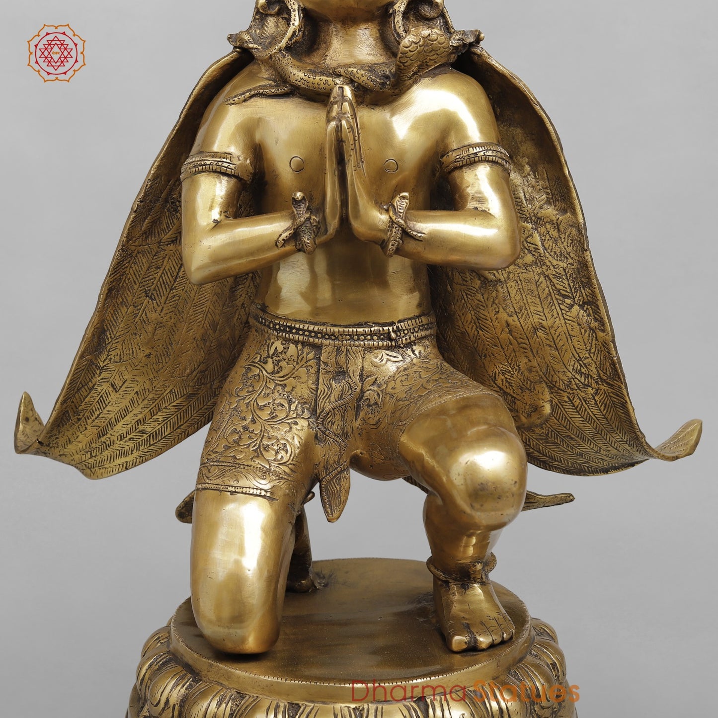 Brass Garuda seated Fine, Antique Finish 20”
