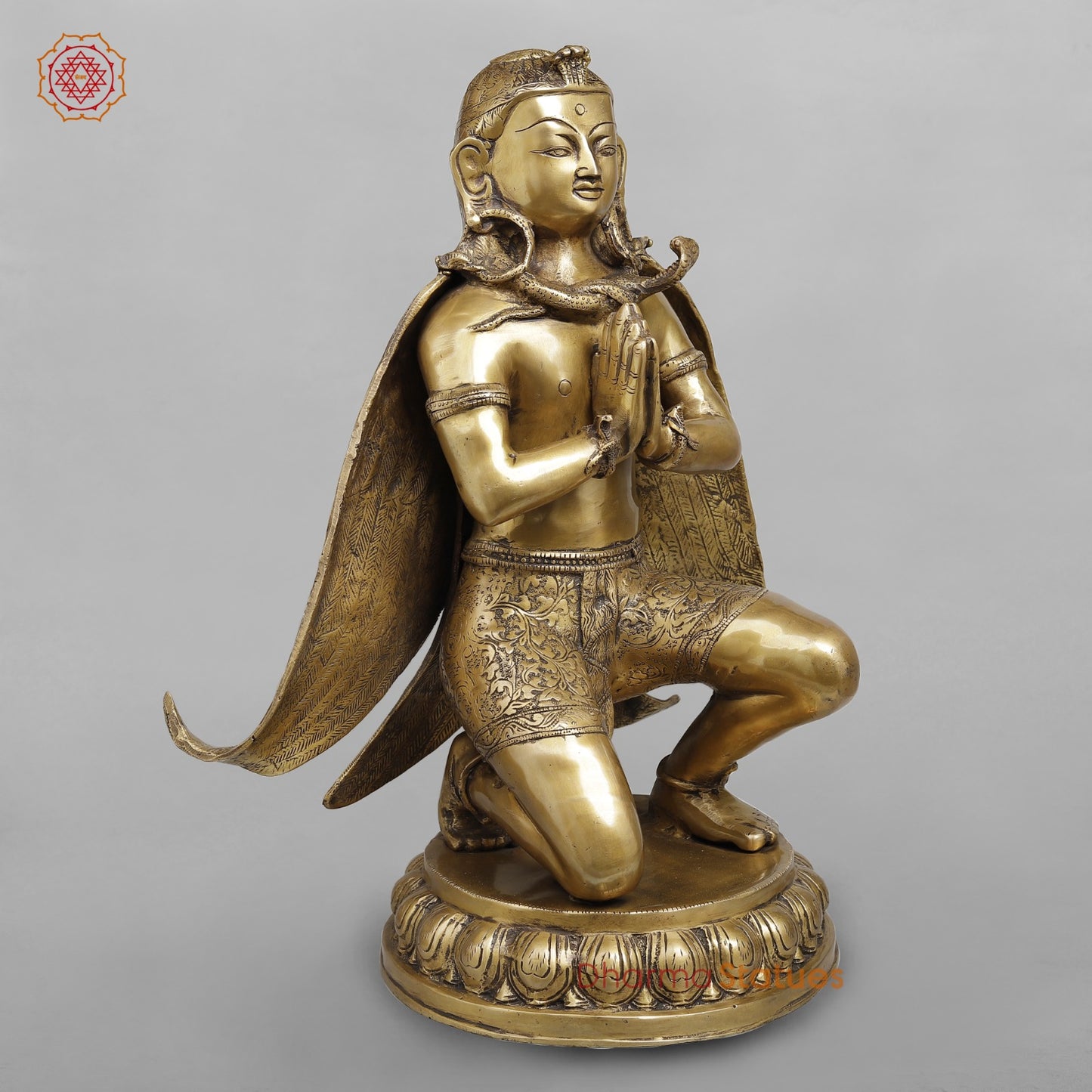 Brass Garuda seated Fine, Antique Finish 20”