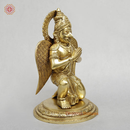 Brass Garuda Seated Fine with Mantra On the wings, Special Gold Finish 12”