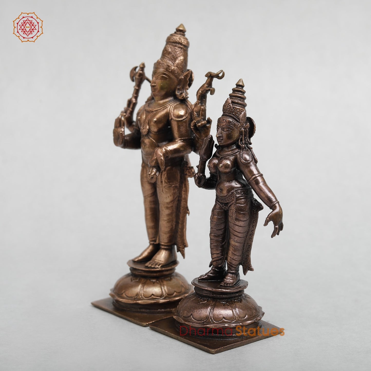 Copper Shiva Parwati Standing Fine 6.5”