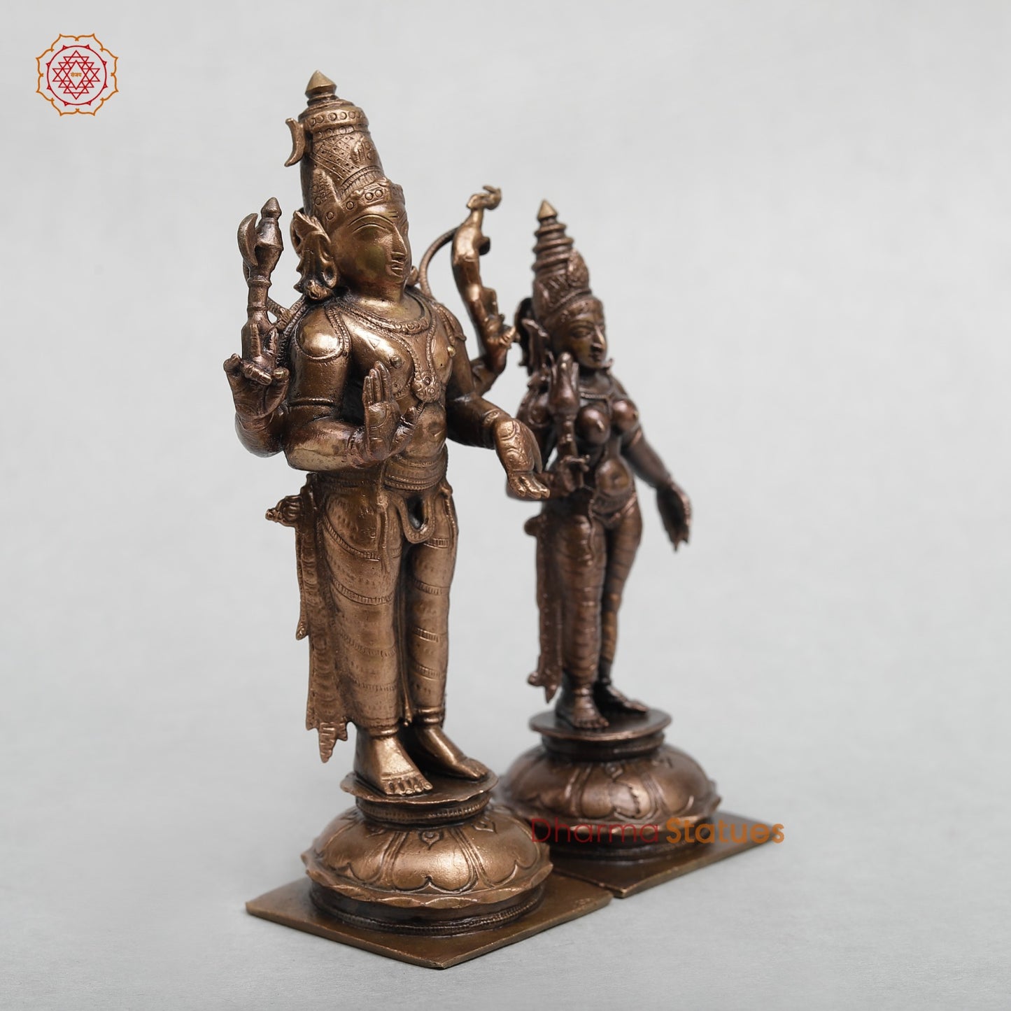 Copper Shiva Parwati Standing Fine 6.5”