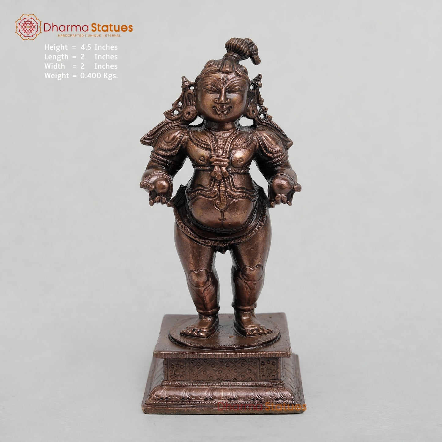 Copper Krishna standing Fine 4.5”