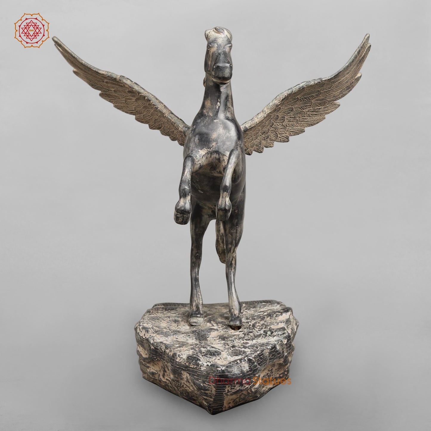 Brass Horse Flying From the Edge, Antique Patina Finish 19”
