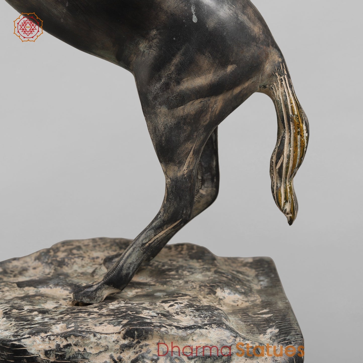 Brass Horse Flying From the Edge, Antique Patina Finish 19”