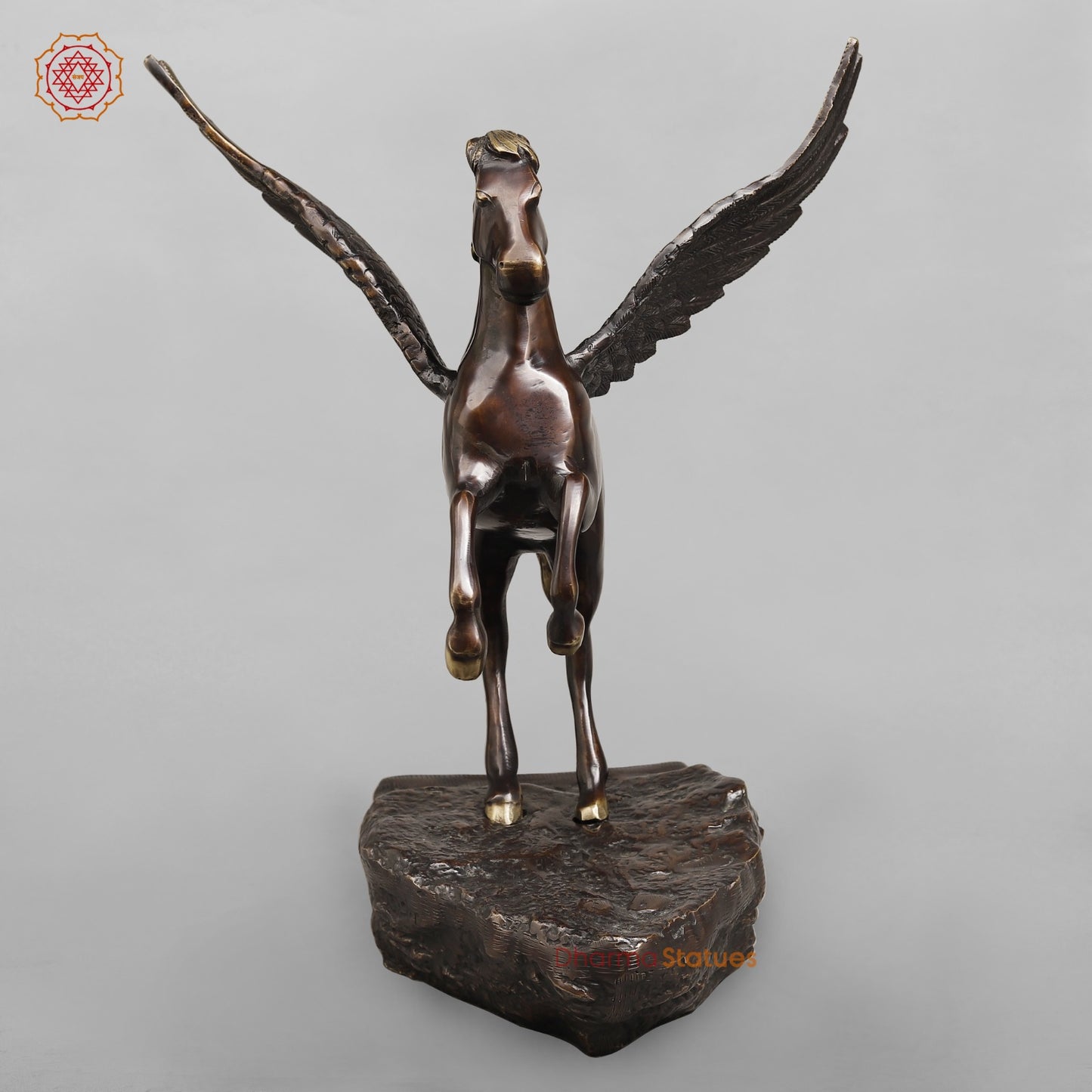 Brass Horse Flying From the Edge, Copper Antique Finish 19”