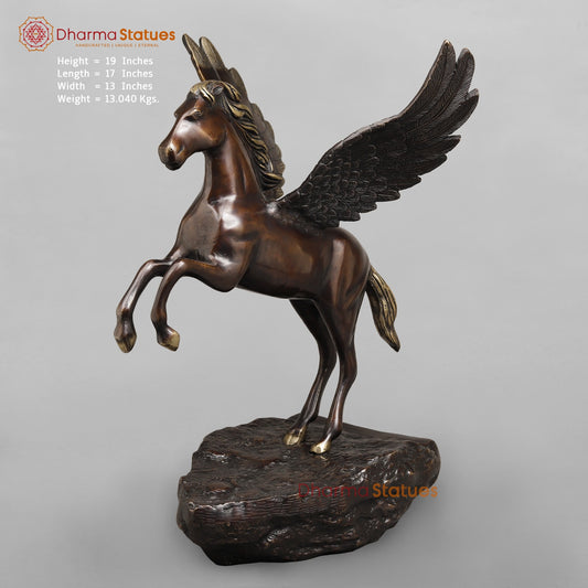 Brass Horse Flying From the Edge, Copper Antique Finish 19”