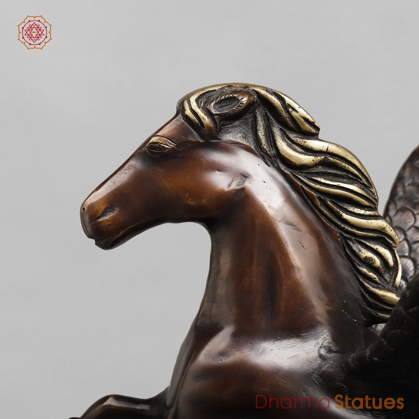 Brass Horse Flying From the Edge, Copper Antique Finish 19”
