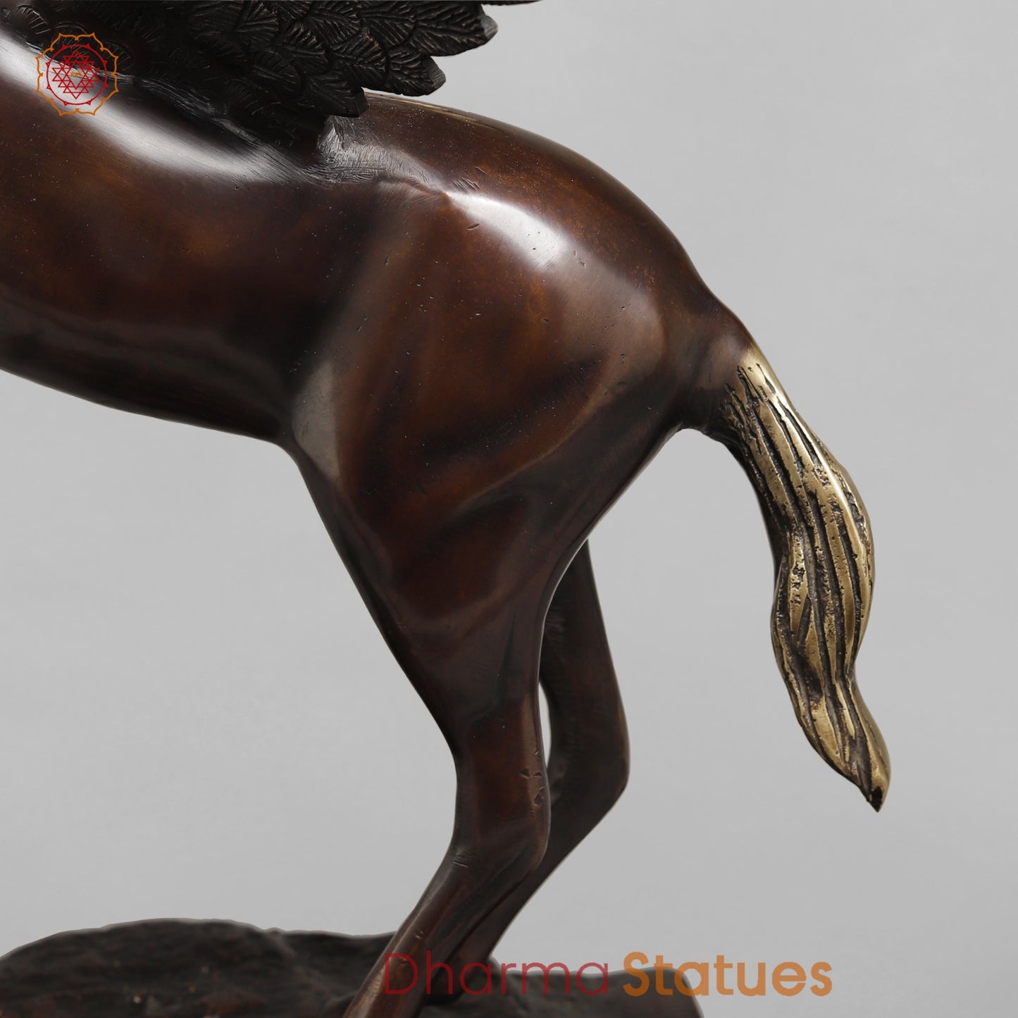 Brass Horse Flying From the Edge, Copper Antique Finish 19”