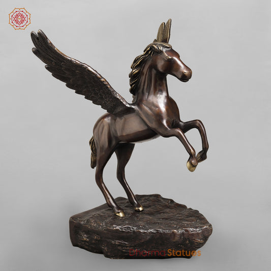Brass Horse Flying From the Edge, Copper Antique Finish 19”