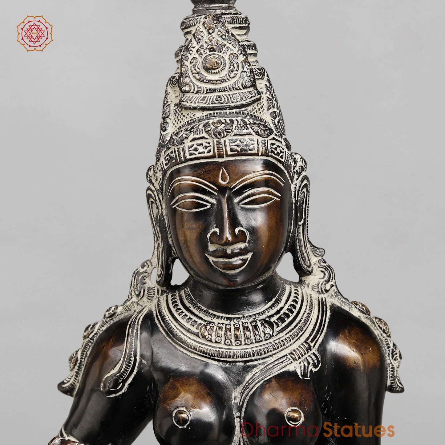 Brass Parwati Standing Fine (South Indian Style) Fine, Antique Rustic Finish 27”