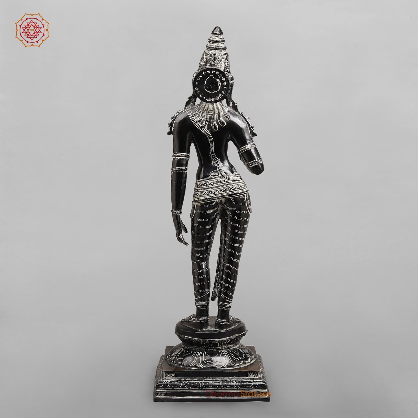 Brass Parwati Standing Fine (South Indian Style) Fine, Antique Rustic Finish 27”