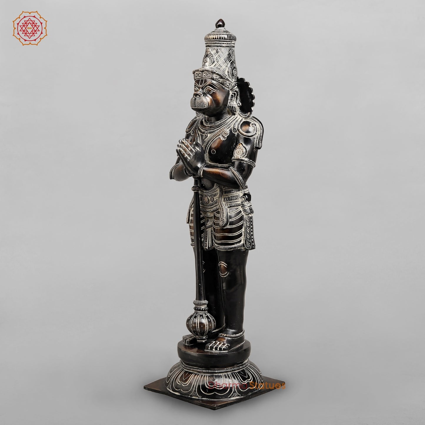 Brass Hanuman Standing Fine, Antique Rustic Finish 24”