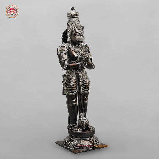 Brass Hanuman Standing Fine, Antique Rustic Finish 24”