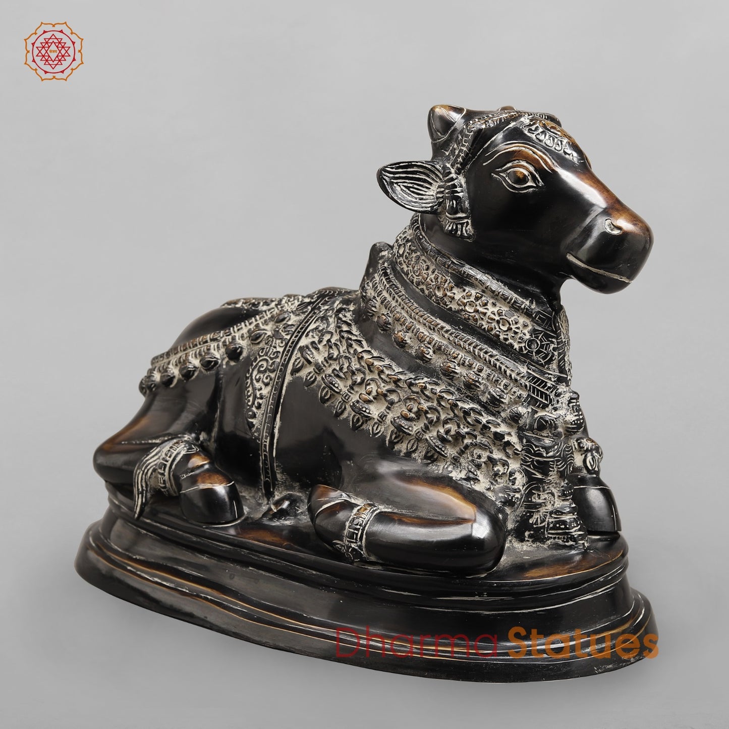 Brass Nandi Seated Fine, Antique Rustic Finish 17”
