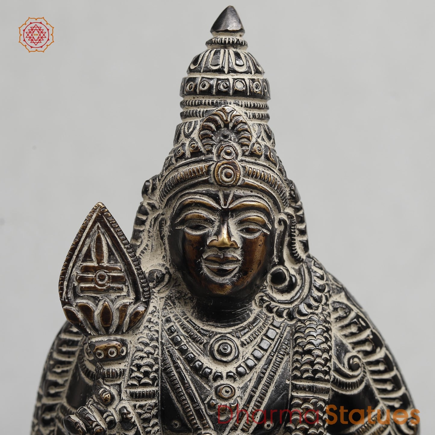 Brass Murugan (Kartik) Standing Fine, Antique Rustic Finish 10.5”
