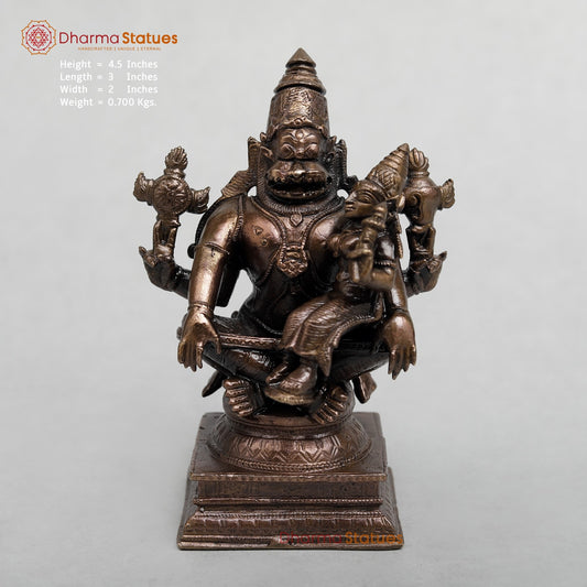 Copper Narsimha Lakshmi Seated Fine 4.5”
