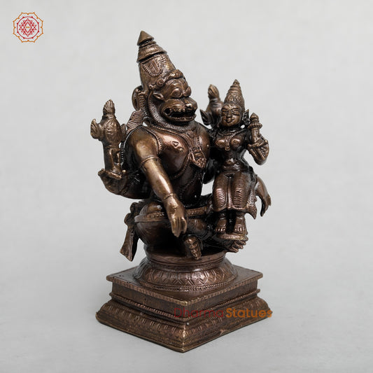 Copper Narsimha Lakshmi Seated Fine 4.5”