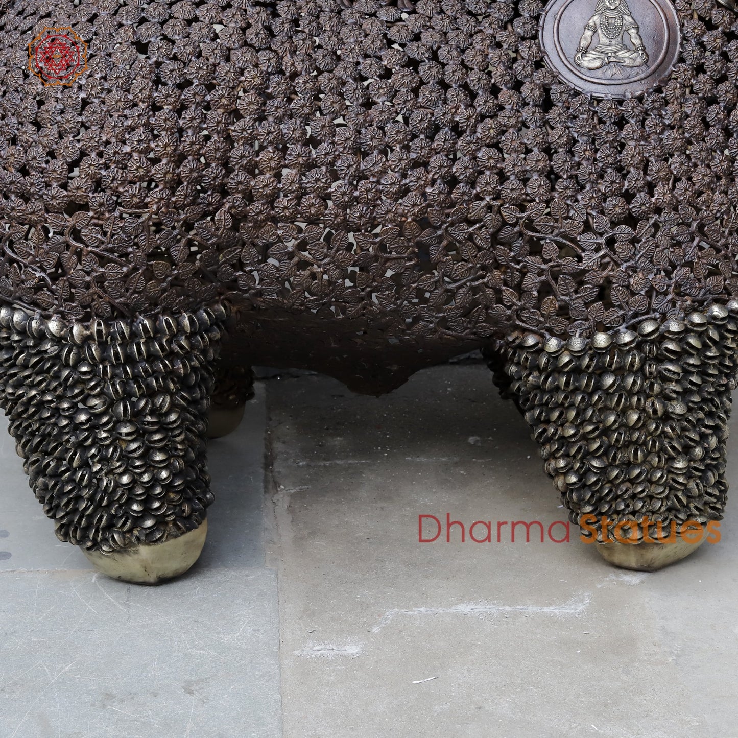 Brass Nandi joyfull Nandi Standing With Floral carvings, Copper Finish  60”