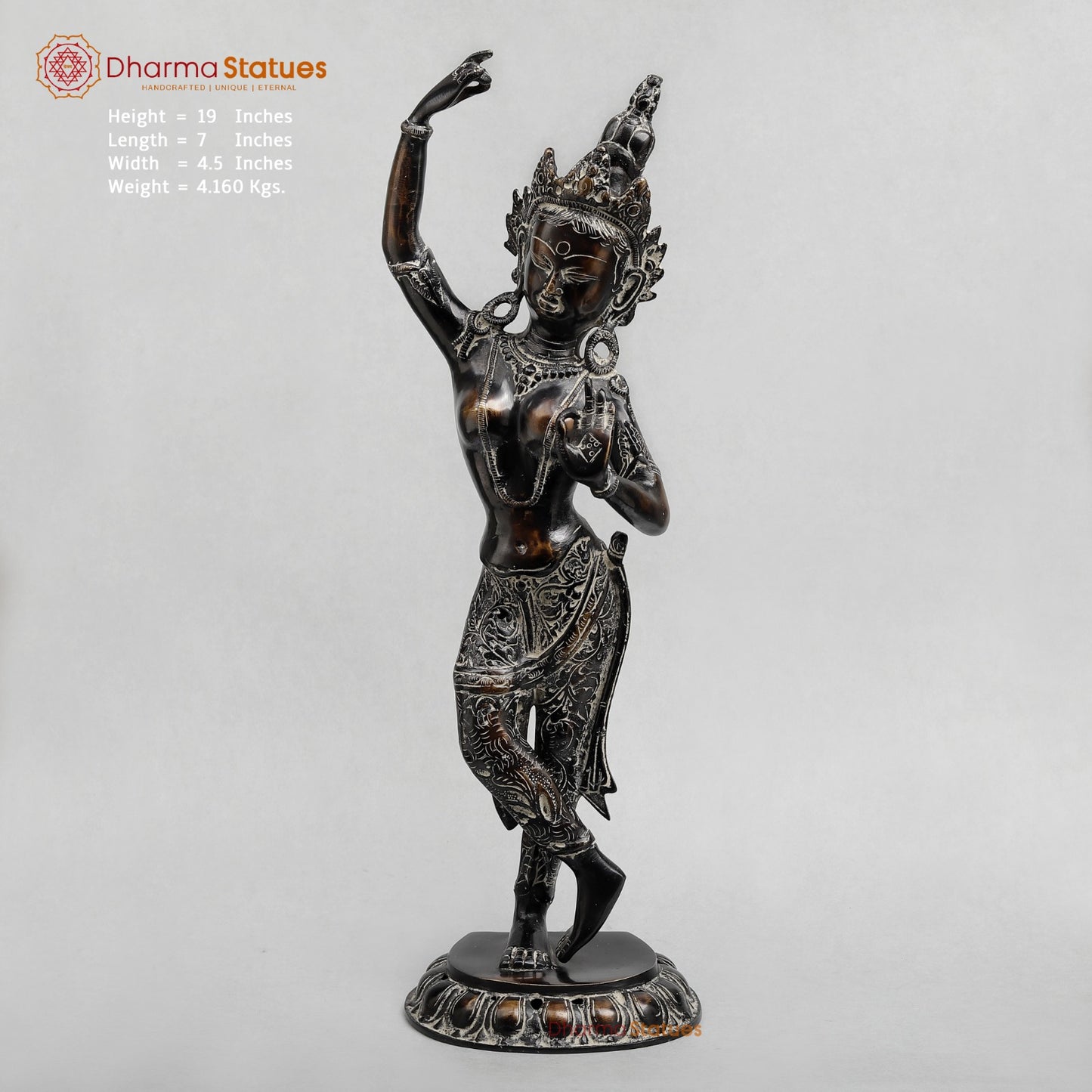 Brass Tara Standing Fine, Antique finish 19”