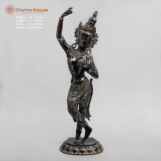 Brass Tara Standing Fine, Antique finish 19”