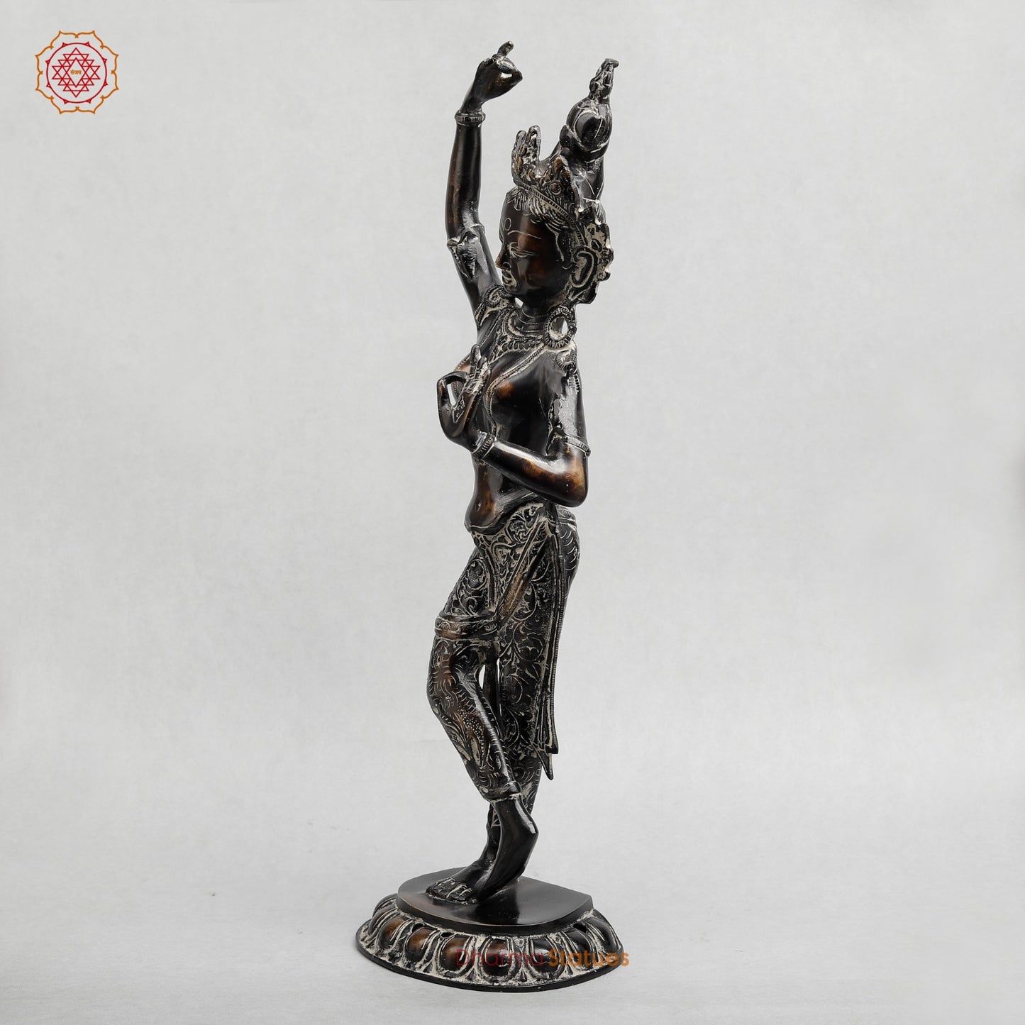 Brass Tara Standing Fine, Antique finish 19”
