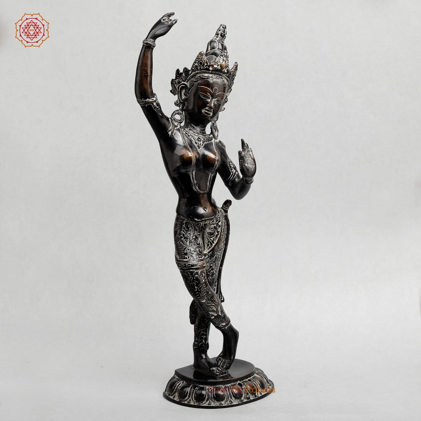 Brass Tara Standing Fine, Antique finish 19”