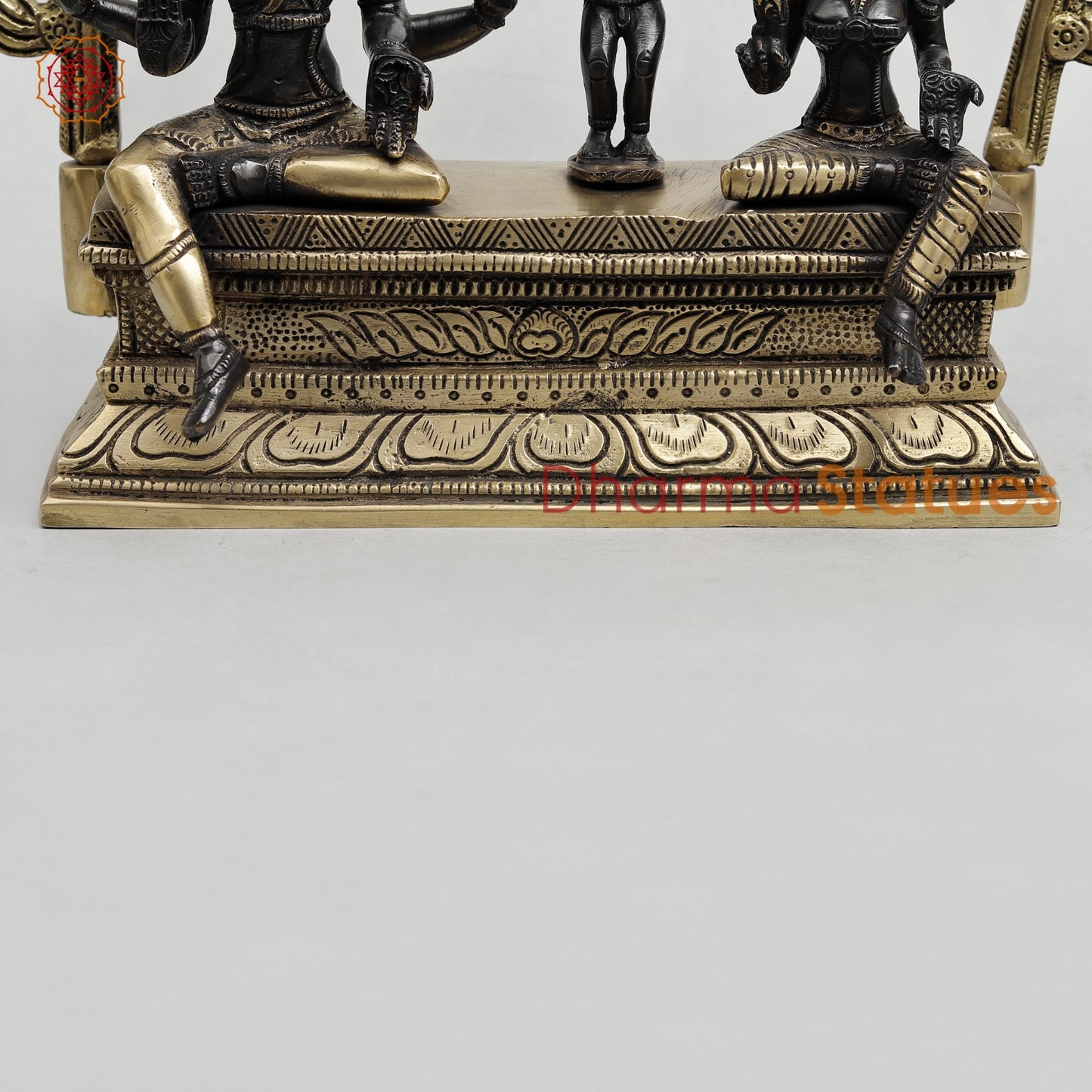 Brass Somdaskandar (Shiva Parwati with Kartik) Fine, Royal black Finish 11”