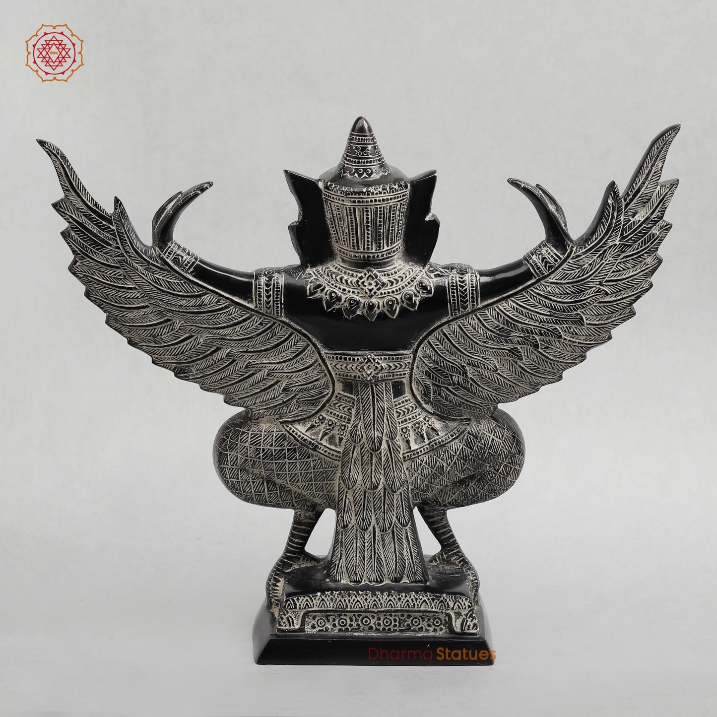 Brass Garuda Seated With Open wings Fine, Antique Finish 12.5”