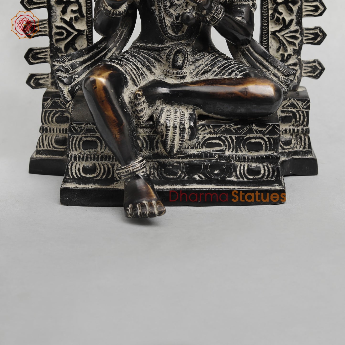 Brass Hanuman Seated with Frame Fine, Antique finish 11”
