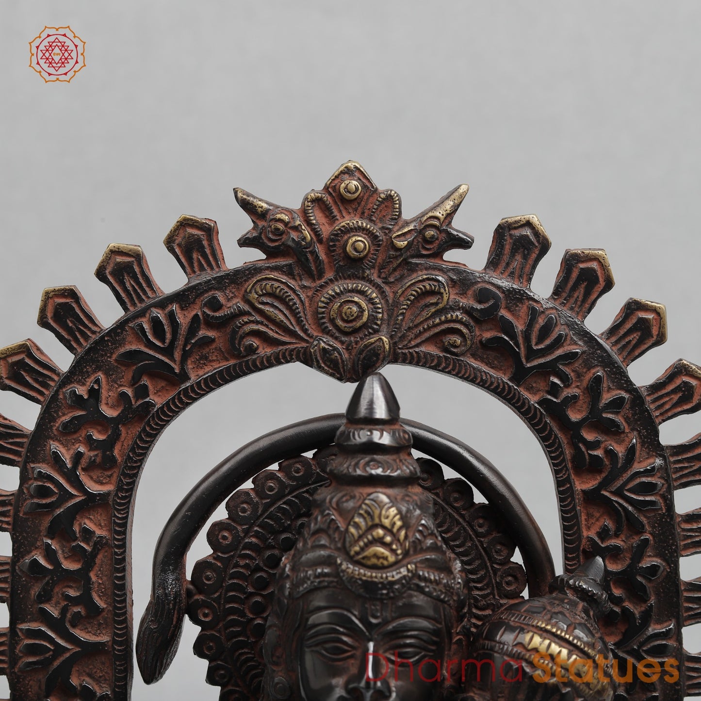 Brass Hanuman Seated with Frame Fine, Royal Black With Red Hues finish 11”