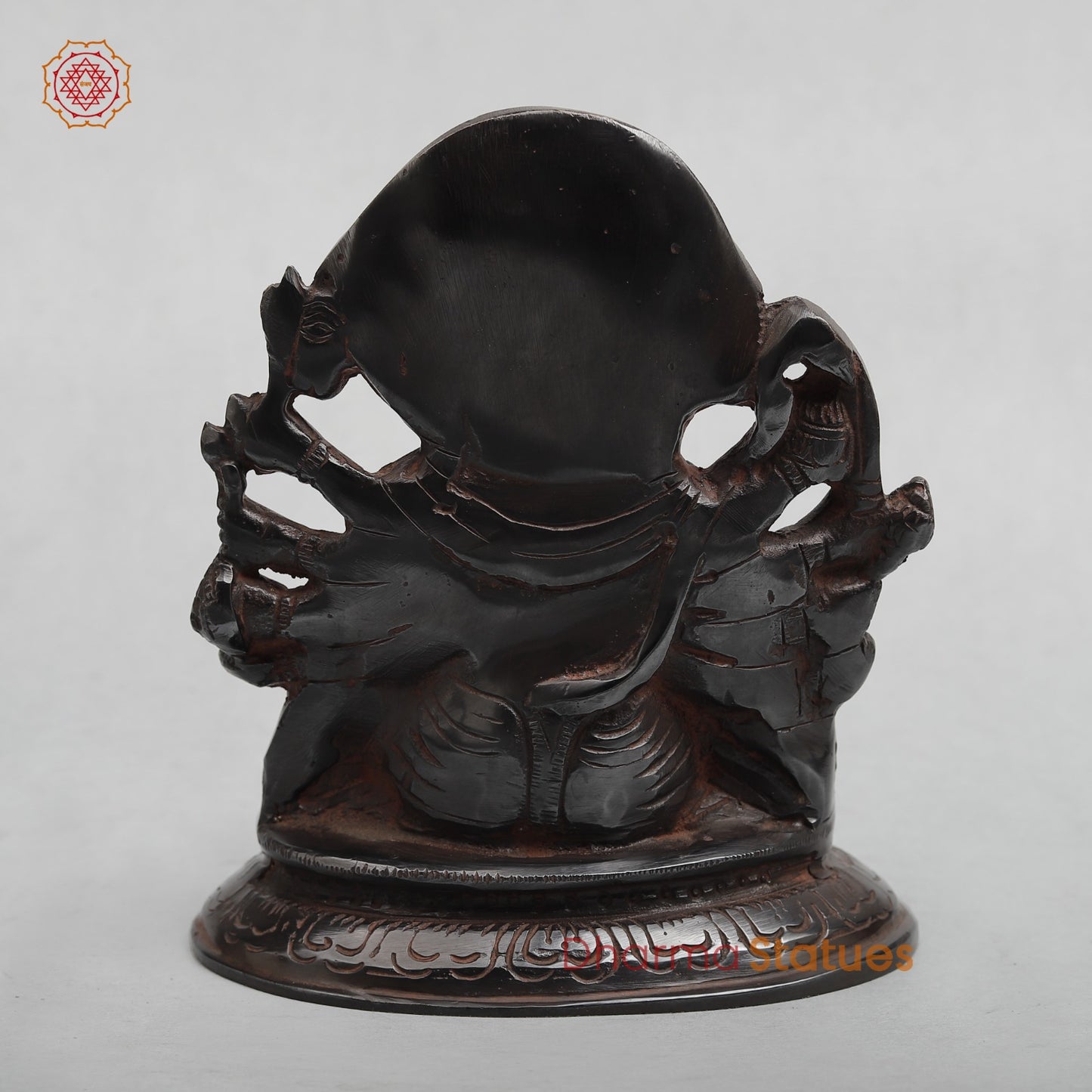 Brass Panchmukhi Hanuman Seated with Frame Fine, Royal Black With Red Hues finish 6”