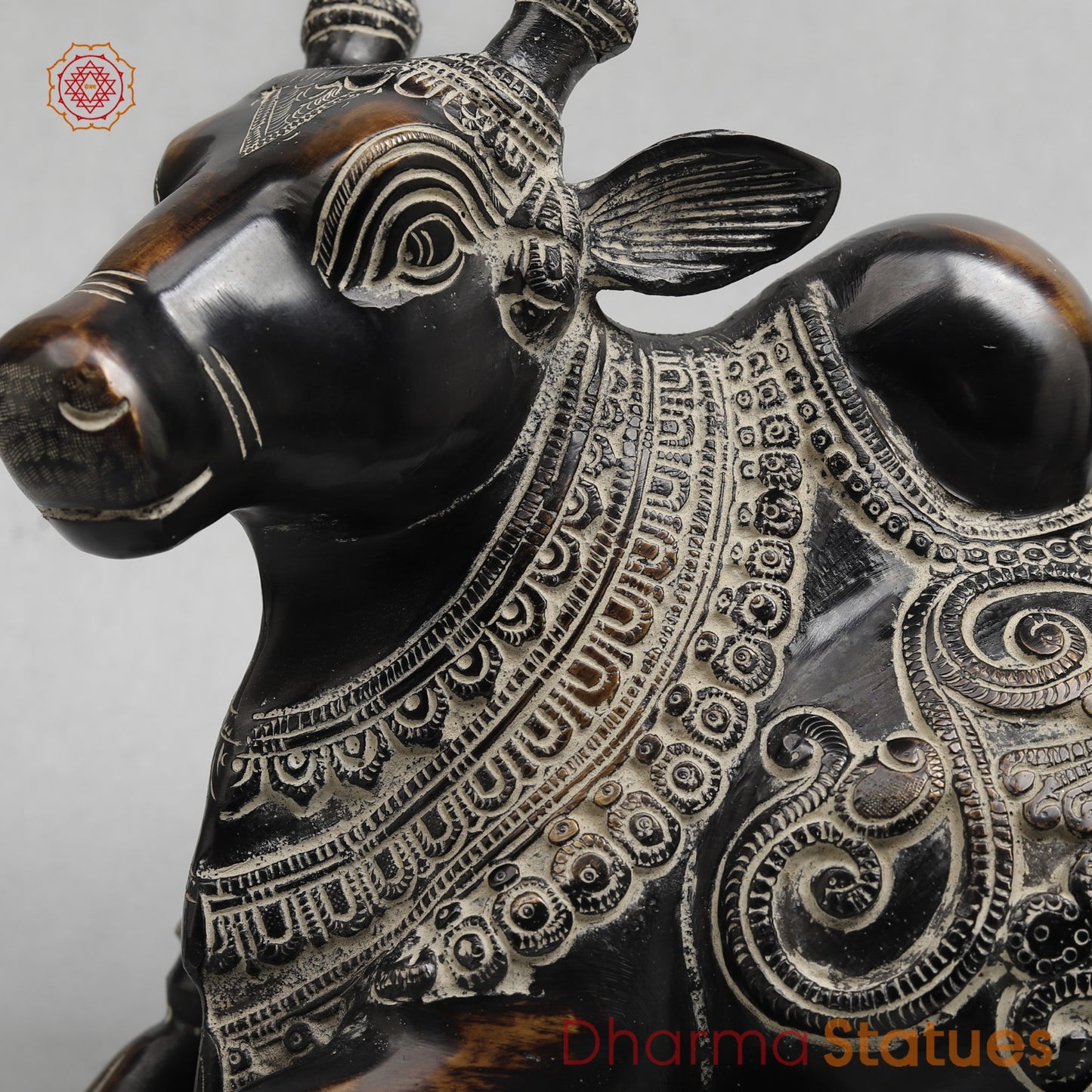 Brass Nandi seated Fine, Antique Finish 13”