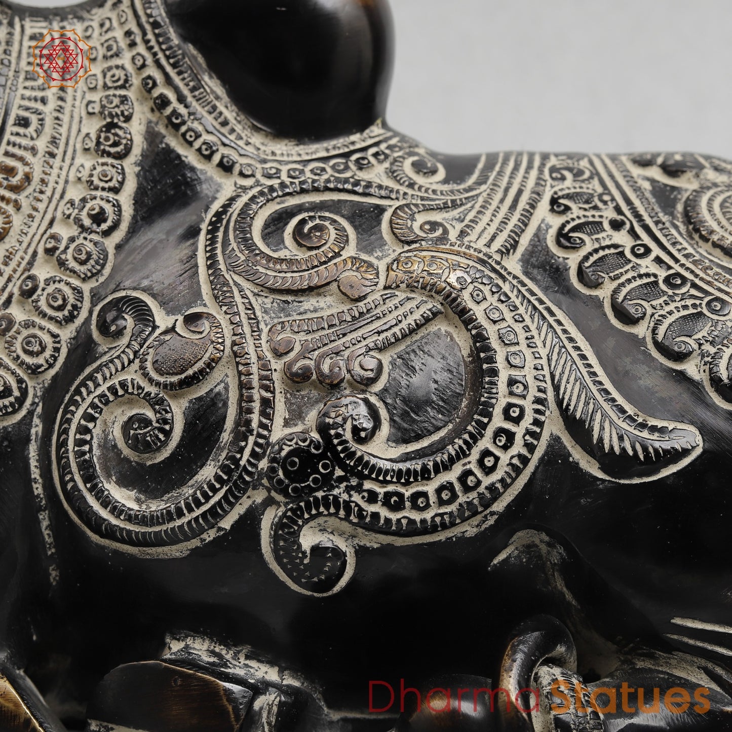 Brass Nandi seated Fine, Antique Finish 13”