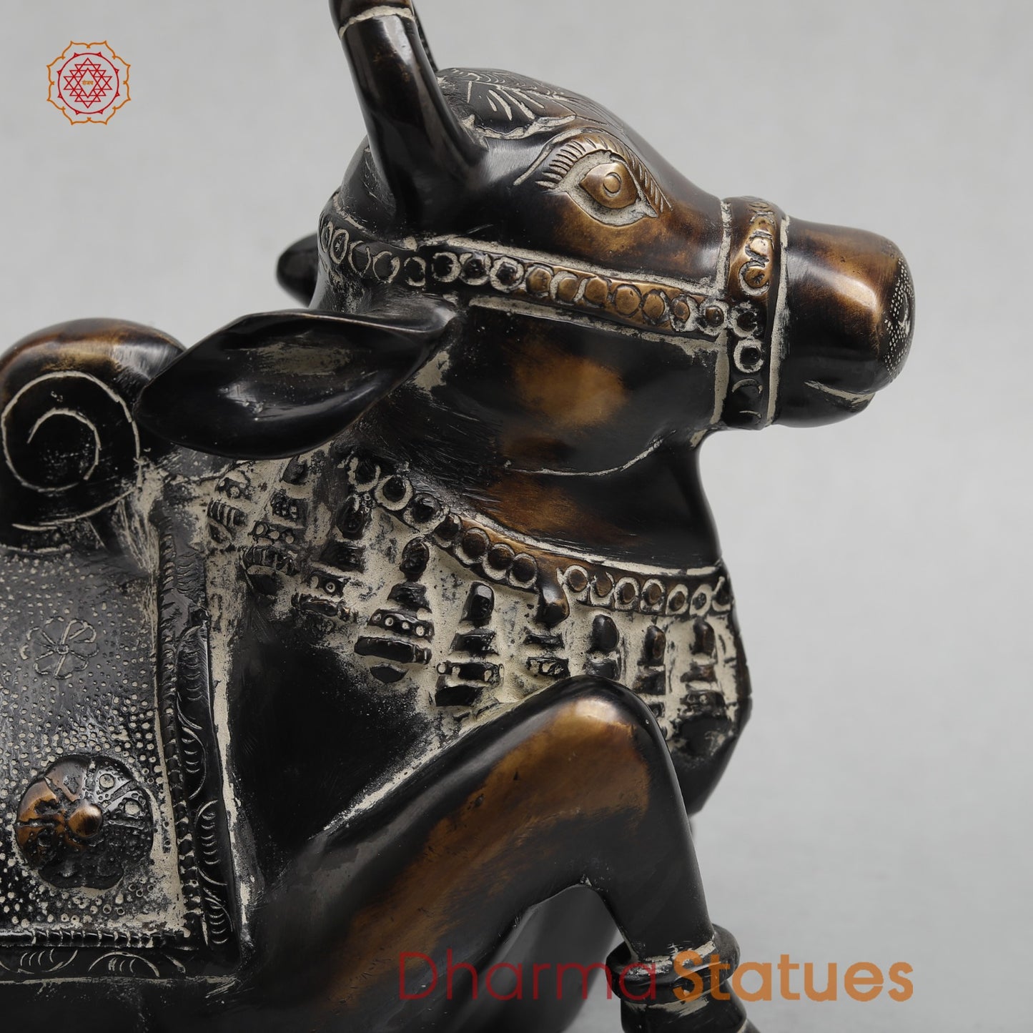 Brass Nandi seated Fine, Antique Finish 10.5”