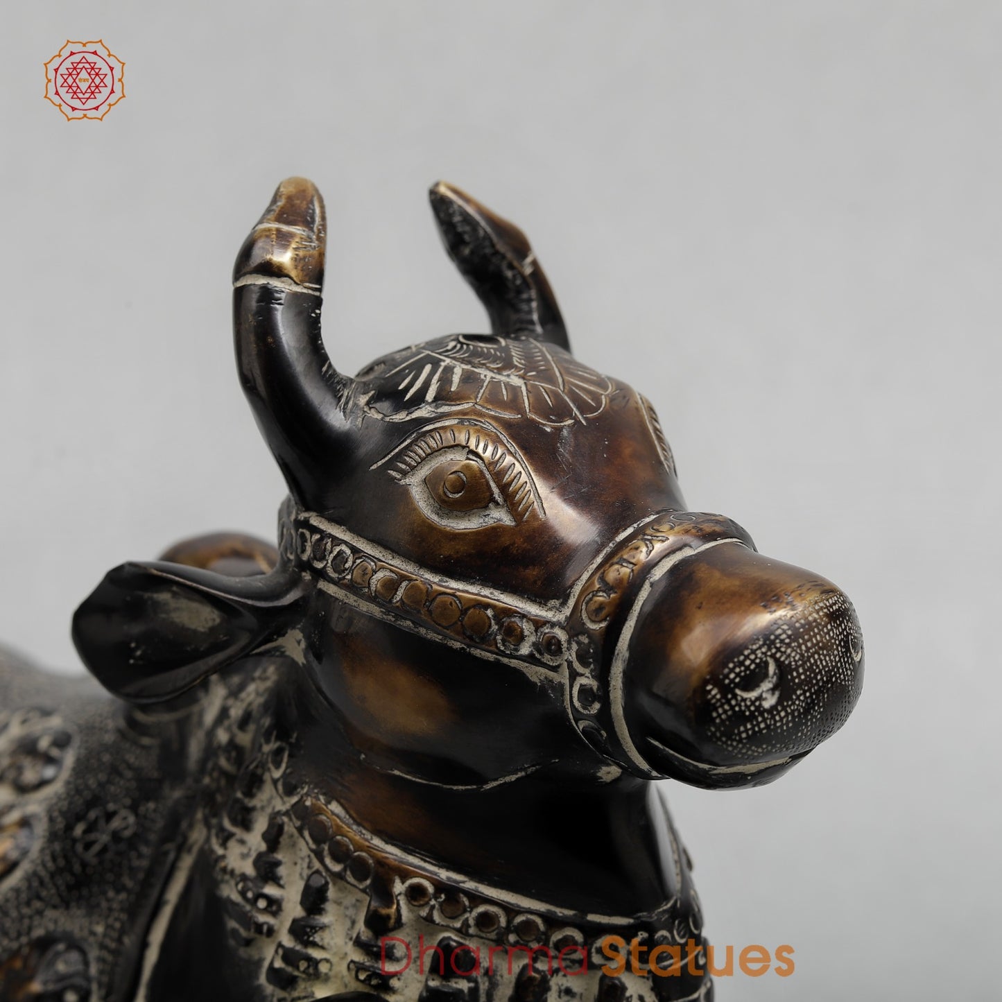 Brass Nandi seated Fine, Antique Finish 10.5”