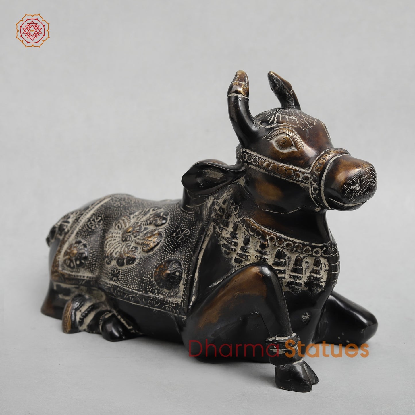 Brass Nandi seated Fine, Antique Finish 10.5”