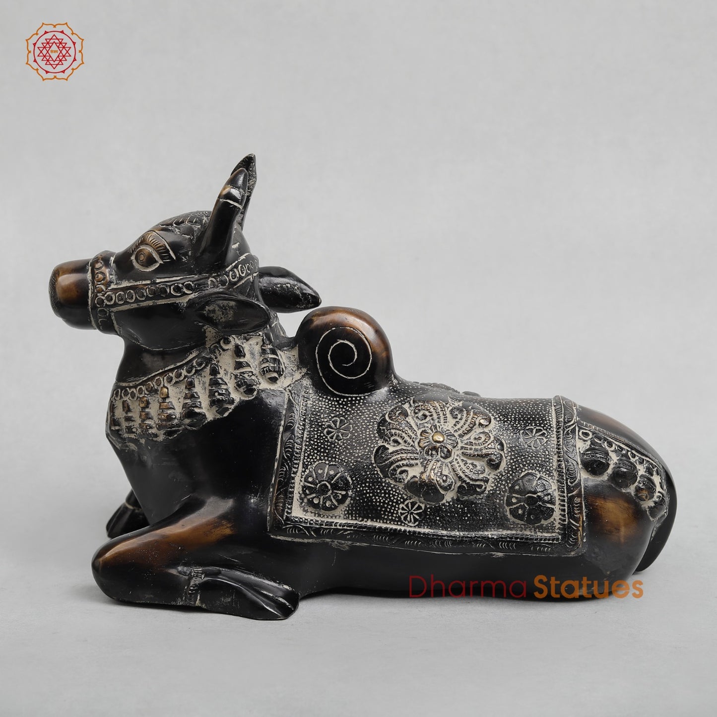 Brass Nandi seated Fine, Antique Finish 10.5”