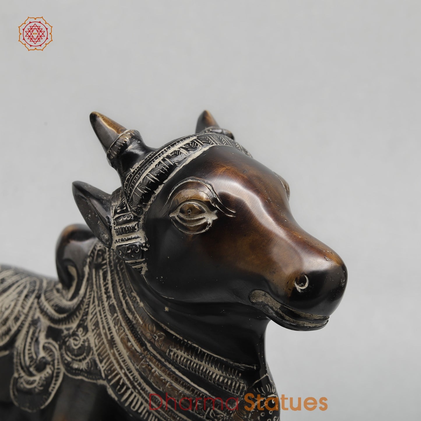 Brass Nandi seated Fine, Antique Finish 11”