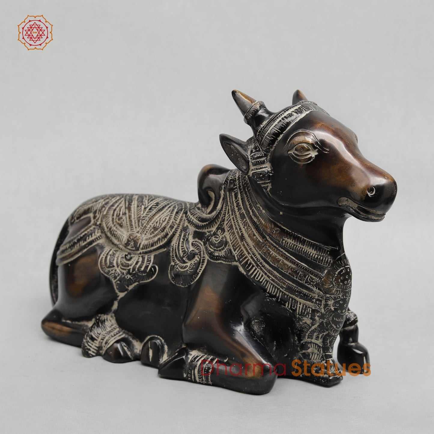 Brass Nandi seated Fine, Antique Finish 11”
