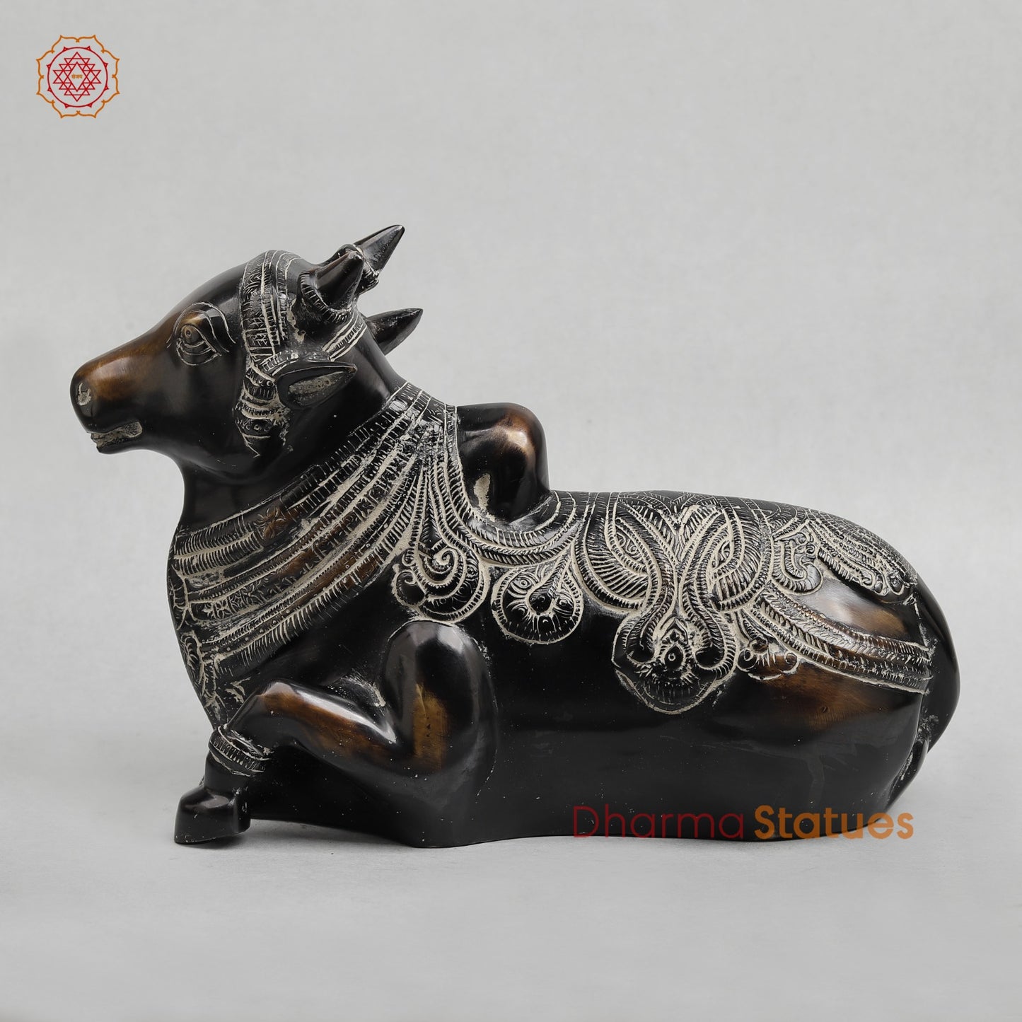 Brass Nandi seated Fine, Antique Finish 11”