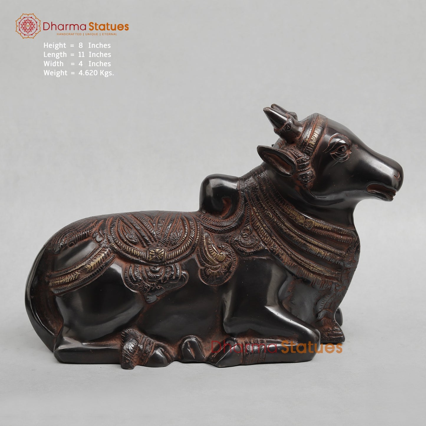 Brass Nandi seated Fine, Royal Black with Red Hues Finish 11”