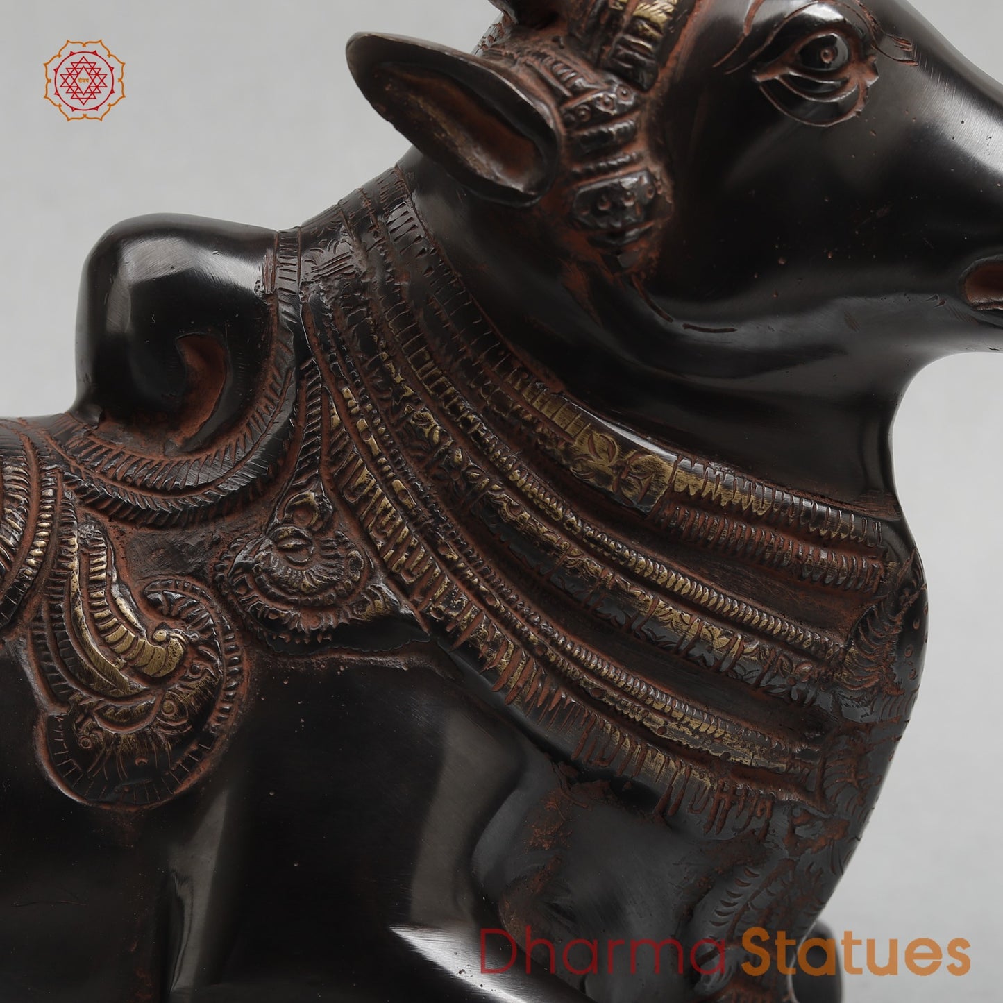 Brass Nandi seated Fine, Royal Black with Red Hues Finish 11”