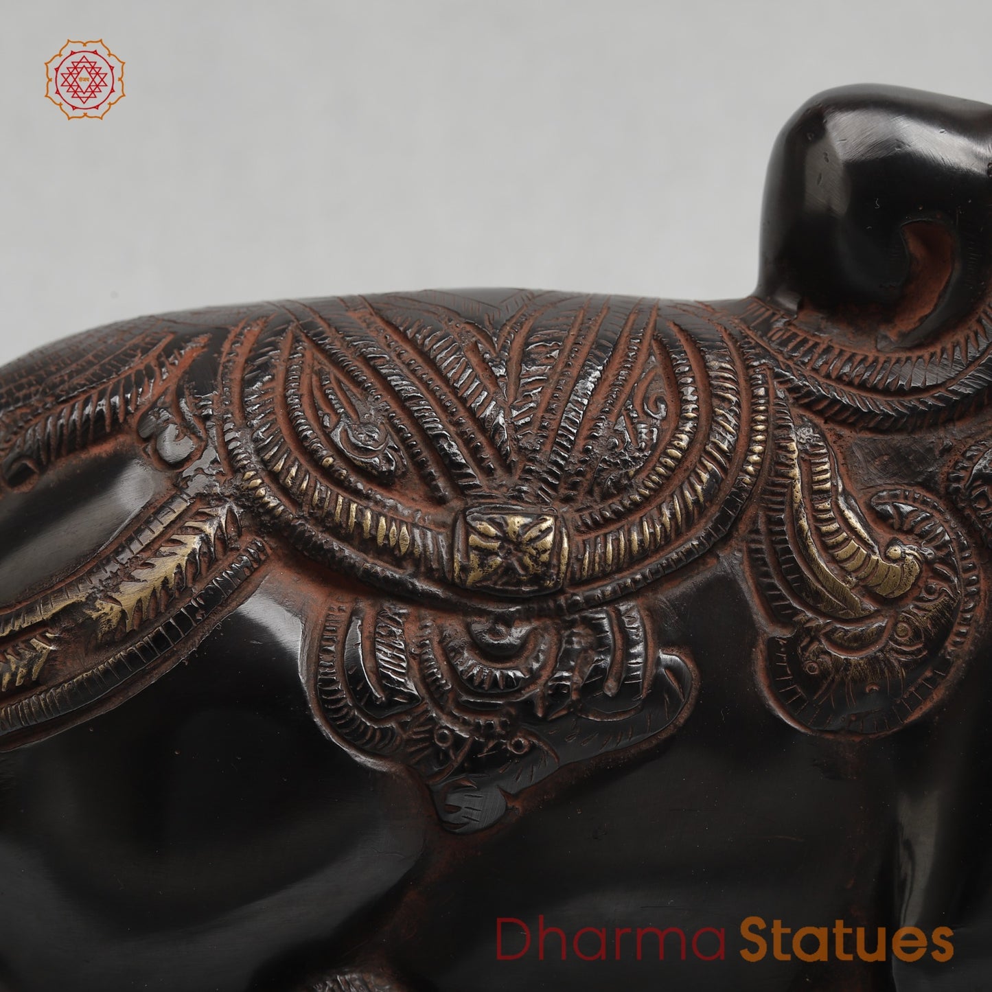 Brass Nandi seated Fine, Royal Black with Red Hues Finish 11”