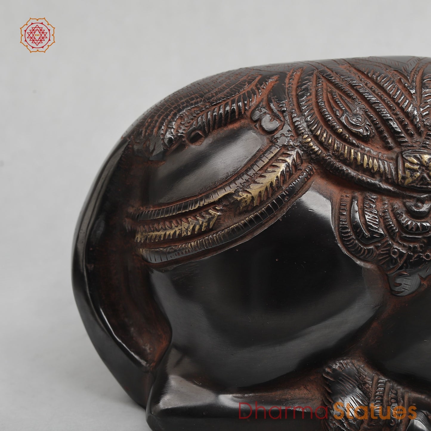 Brass Nandi seated Fine, Royal Black with Red Hues Finish 11”