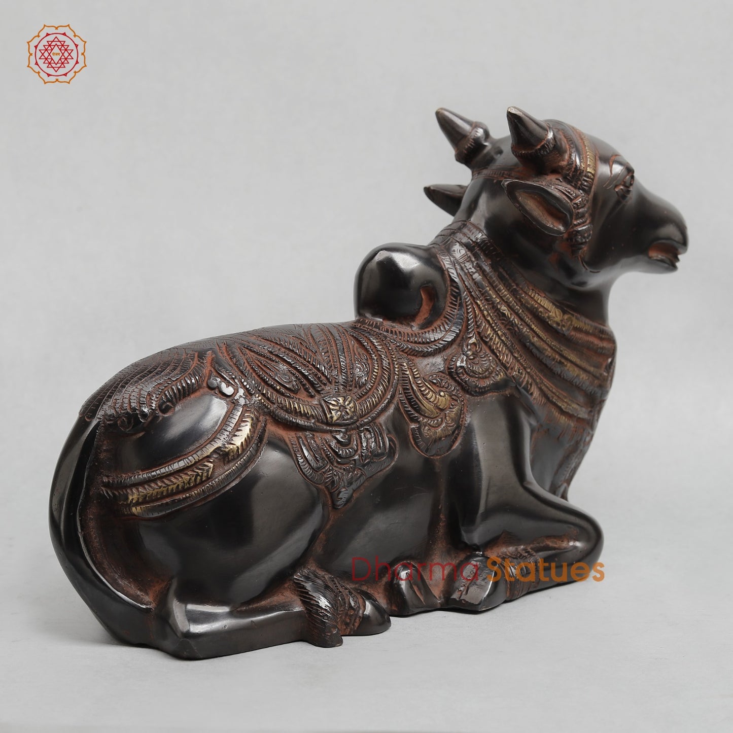 Brass Nandi seated Fine, Royal Black with Red Hues Finish 11”