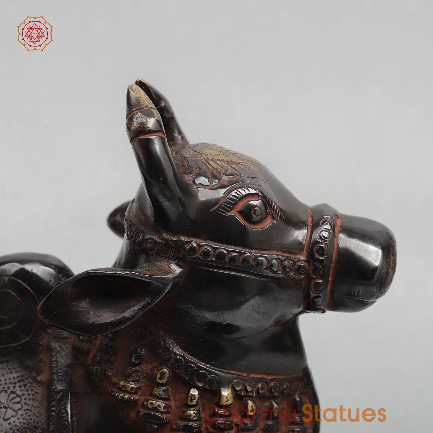 Brass Nandi saeted Fine, Royal Black With Red Hues Finish 10.5”