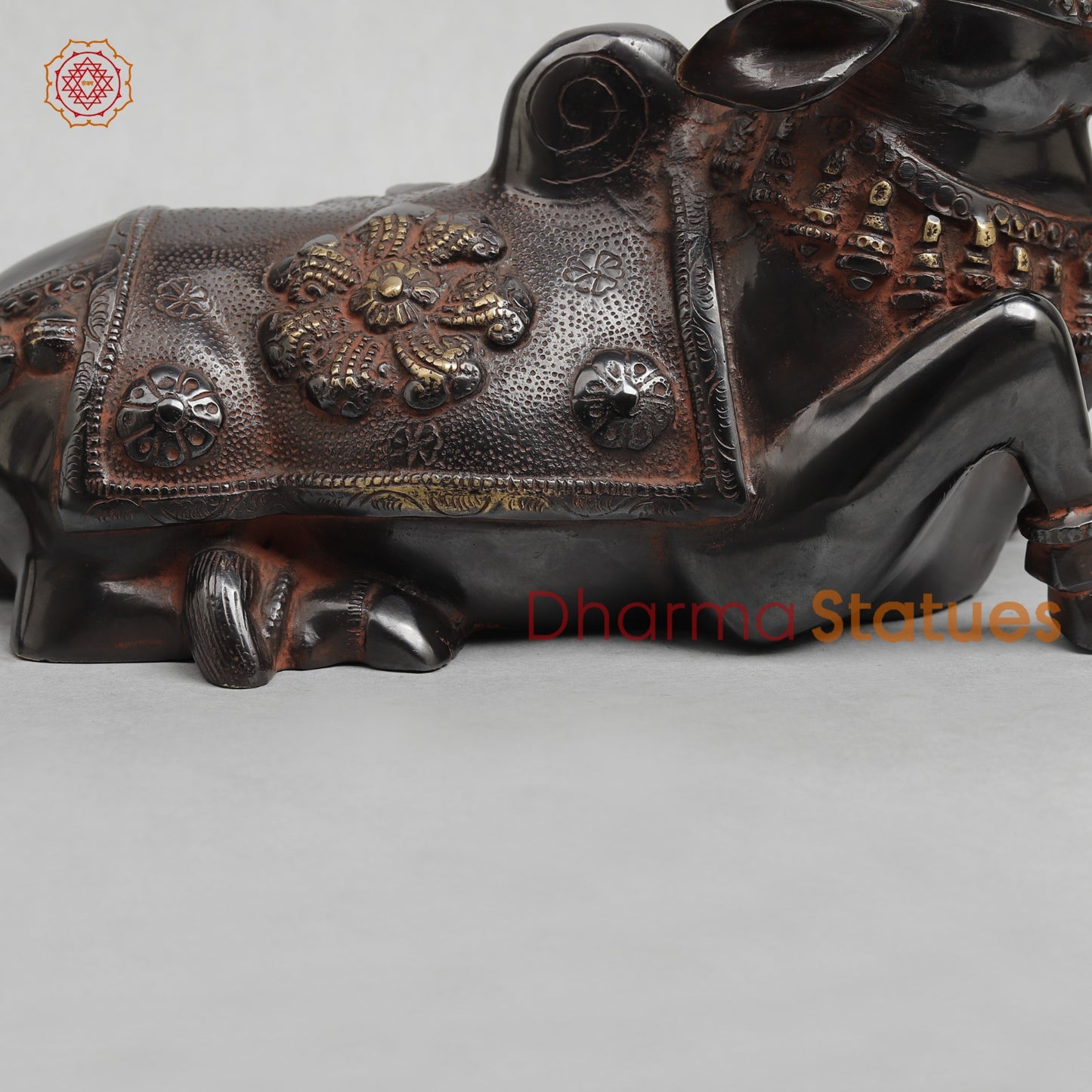 Brass Nandi saeted Fine, Royal Black With Red Hues Finish 10.5”