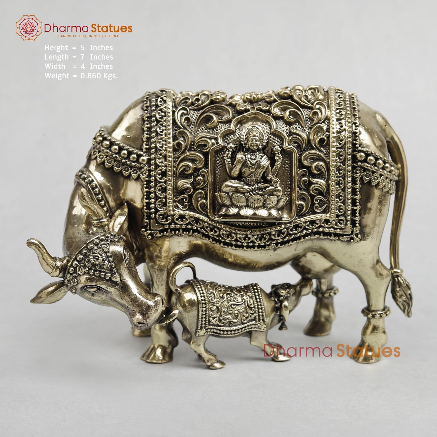 Brass Kamdhenu Cow Fine 7”