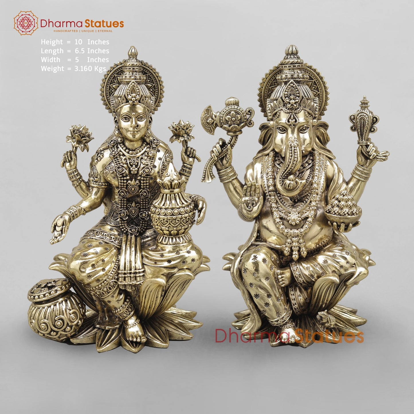 Brass Lakshmi Ganesh Saeted Fine 10”