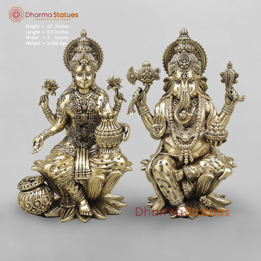 Brass Lakshmi Ganesh Saeted Fine 10”
